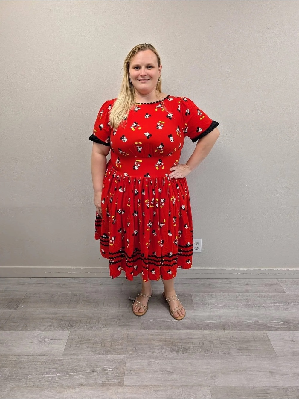 Unique Vintage X Disney Red Mickey Print Swing Dress - Size 3X